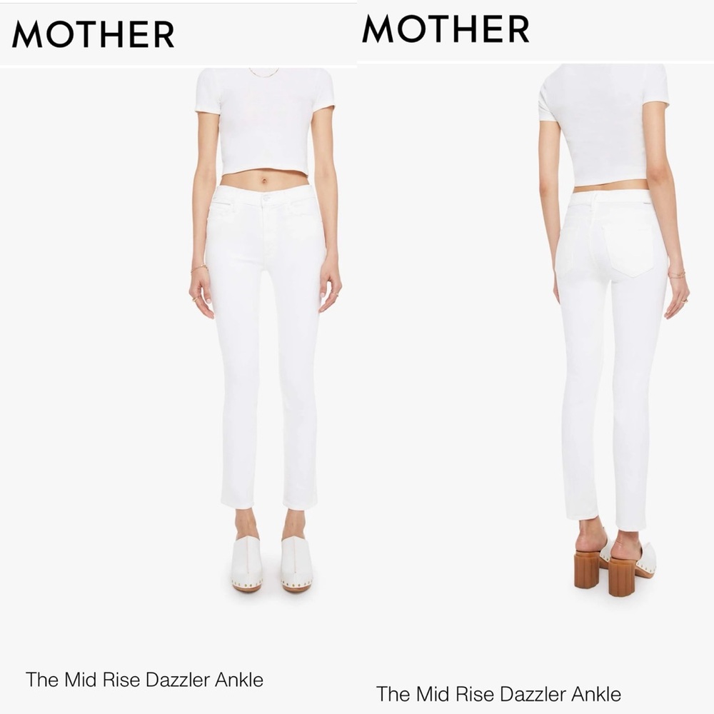 MOTHER The Mid Rise Dazzler Ankle Jeans in White